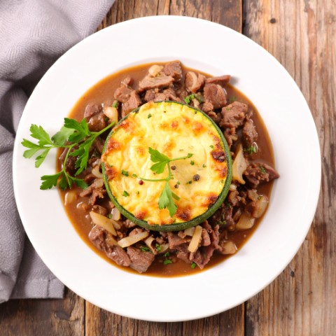 Parmentier de courgettes au bœuf