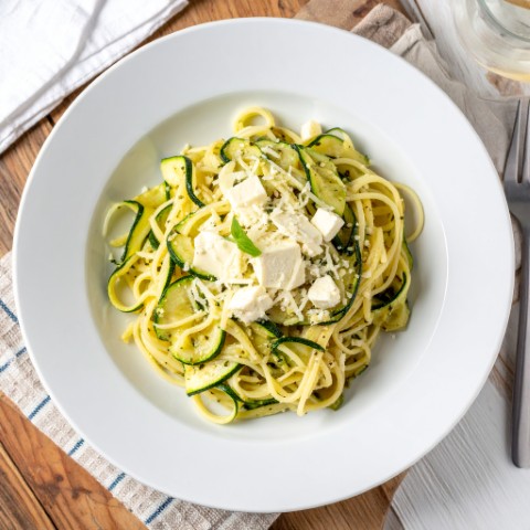 Pâtes courgettes et brie