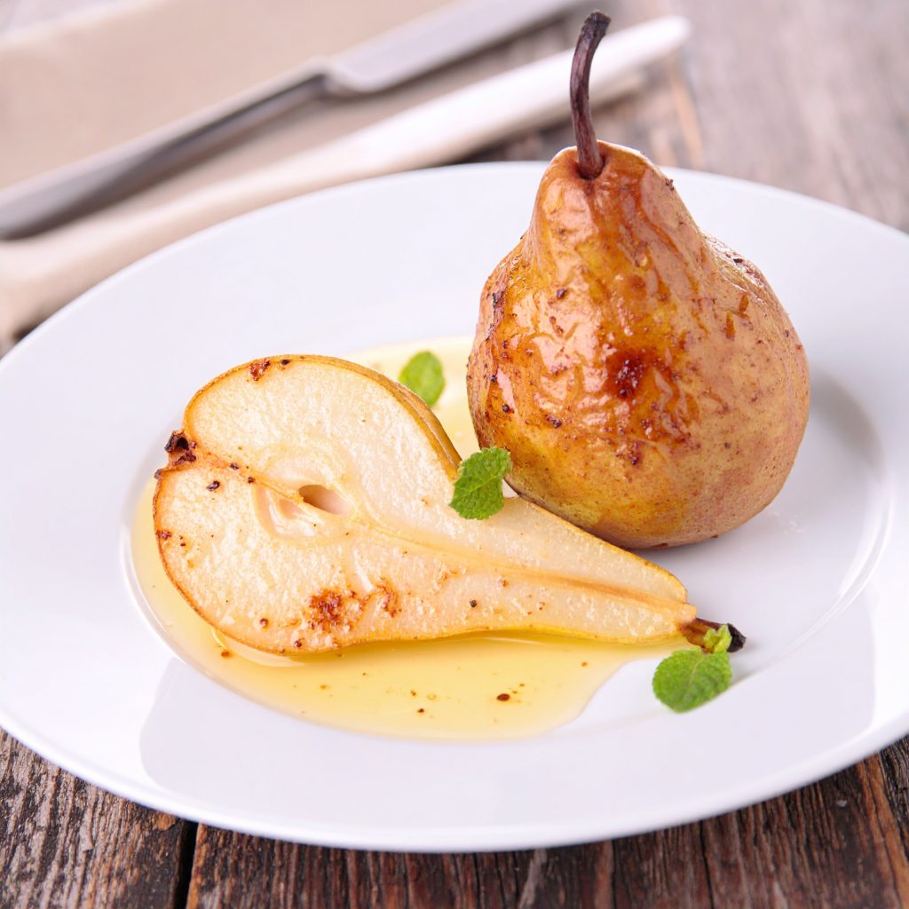 Faisselle et poire rôti