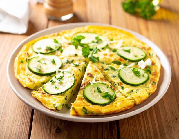 Omelette de courgettes et gruyère râpé