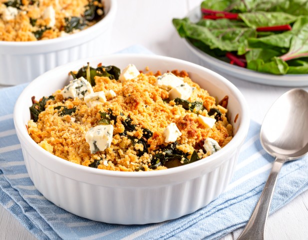 Crumble salé aux blettes et bleu du Vercors