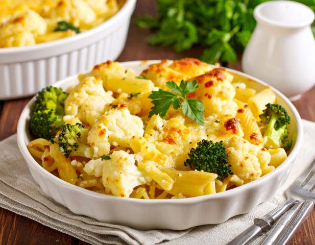 Gratin de pâtes et choux-fleurs