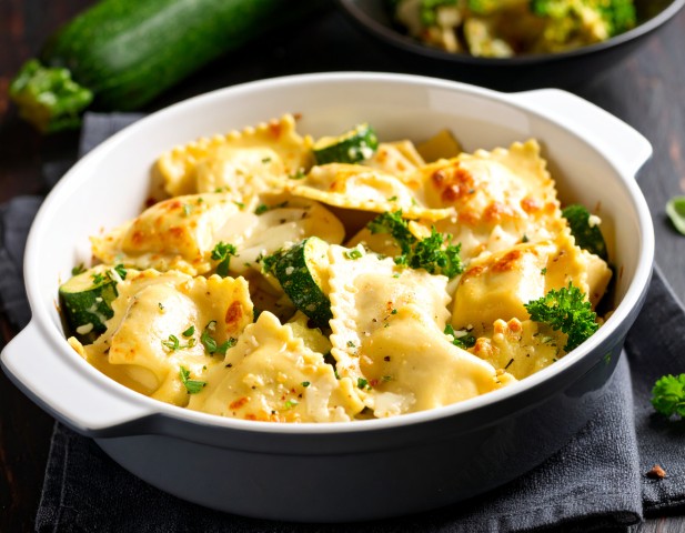 Gratin de raviole et courgette