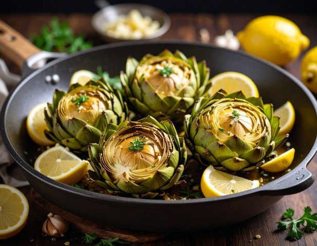 Poêlé d’artichaut à l’ail et au citron