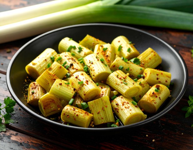 Poireaux poêlée assaisonnez au curry