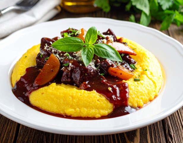 Bourguignon végétarien et polenta (Petit)
