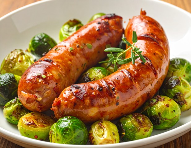 Saucisses et choux de bruxelles rôtis (Petit)